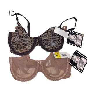 Marilyn Monroe Warners Bra 36C Lot Of 2 Sheer Underwire Vintage Warners Sexy